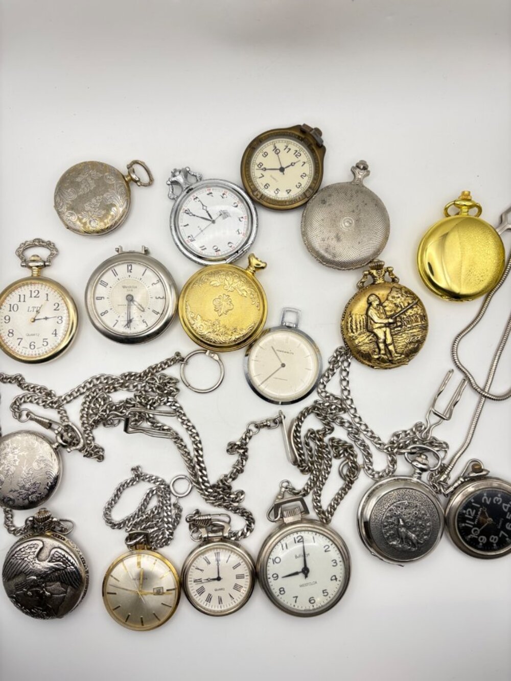 Vintage & Modern Pocket Watch Lot of 17 Timex Westclox Majestron Repair Craft